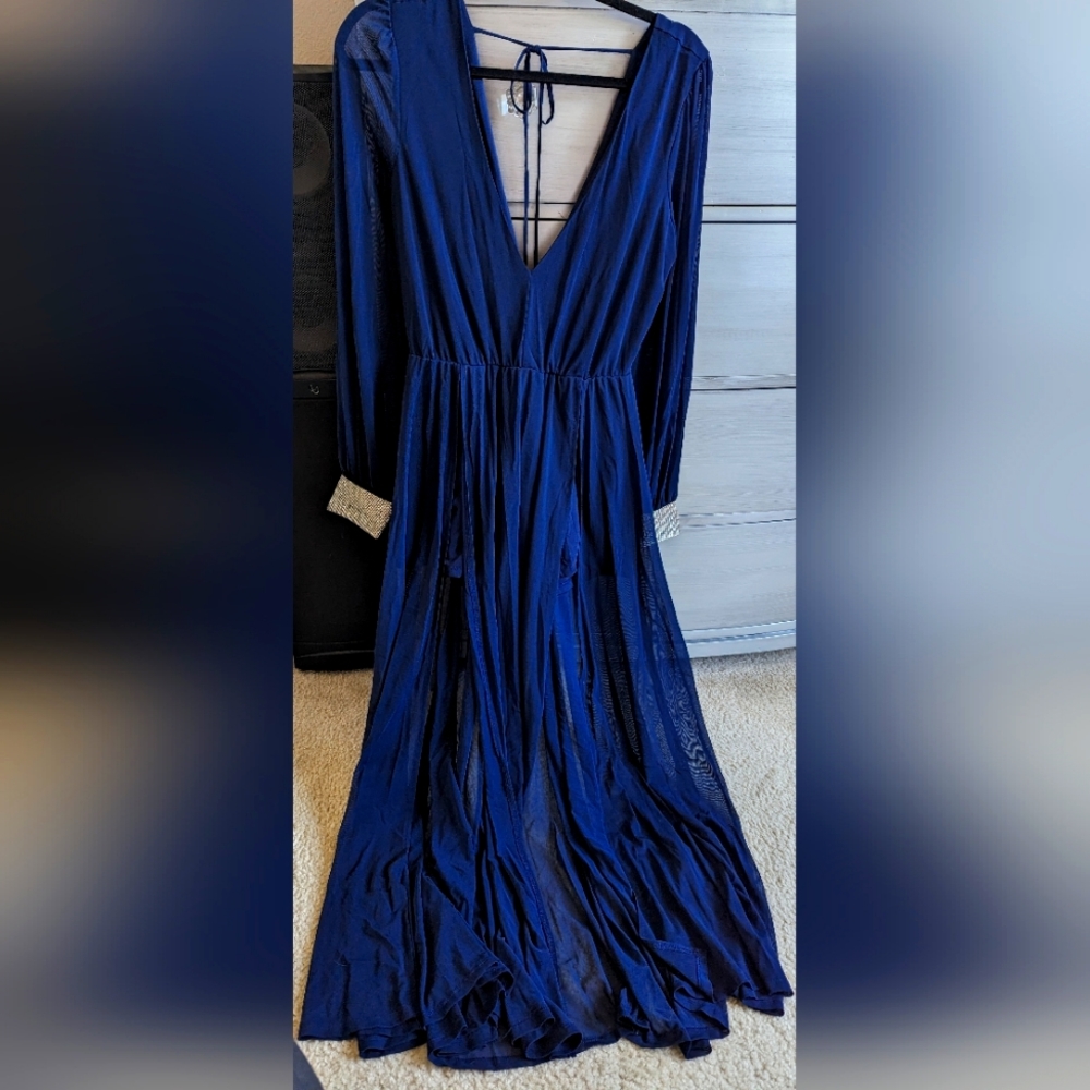 Venus Romper Dress with runestone cuffs Navy Size Small